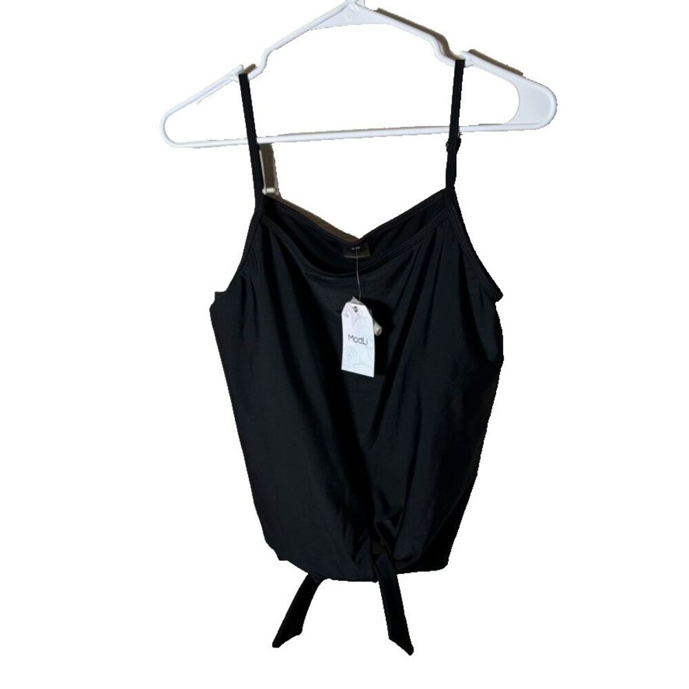 Modli Swim Top Women's Large Black Tie Tankini Adjustable Bathing Suit NWT